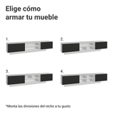 Rack Flotante para TV hasta 80 Pulgadas 218 cm 2 Puertas Blanco/Negro Agata Madesa