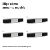 Rack Flotante para TV hasta 80 Pulgadas 218 cm 2 Puertas Blanco/Negro Glamy Madesa