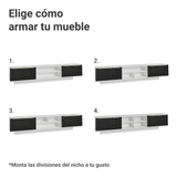 Rack Flotante para TV hasta 80 Pulgadas 218 cm 2 Puertas Blanco/Negro Lux Madesa