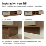 Rack para TV hasta 80 Pulgadas 218 cm 2 Puertas Marrón/Crema Agata Madesa