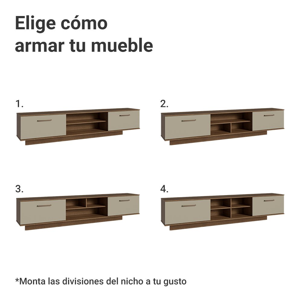 Rack Flotante para TV hasta 80 Pulgadas 218 cm 2 Puertas Marrón/Crema Agata Madesa