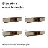 Rack Flotante para TV hasta 80 Pulgadas 218 cm 2 Puertas Marrón/Crema Agata Madesa