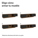 Rack Flotante para TV hasta 80 Pulgadas 218 cm 2 Puertas Marrón/Negro Agata Madesa