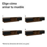 Rack Flotante para TV hasta 80 Pulgadas 218 cm 2 Puertas Marrón/Negro Glamy Madesa