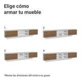Rack Flotante para TV hasta 80 Pulgadas 218 cm 2 Puertas Blanco/Marrón Stella Madesa