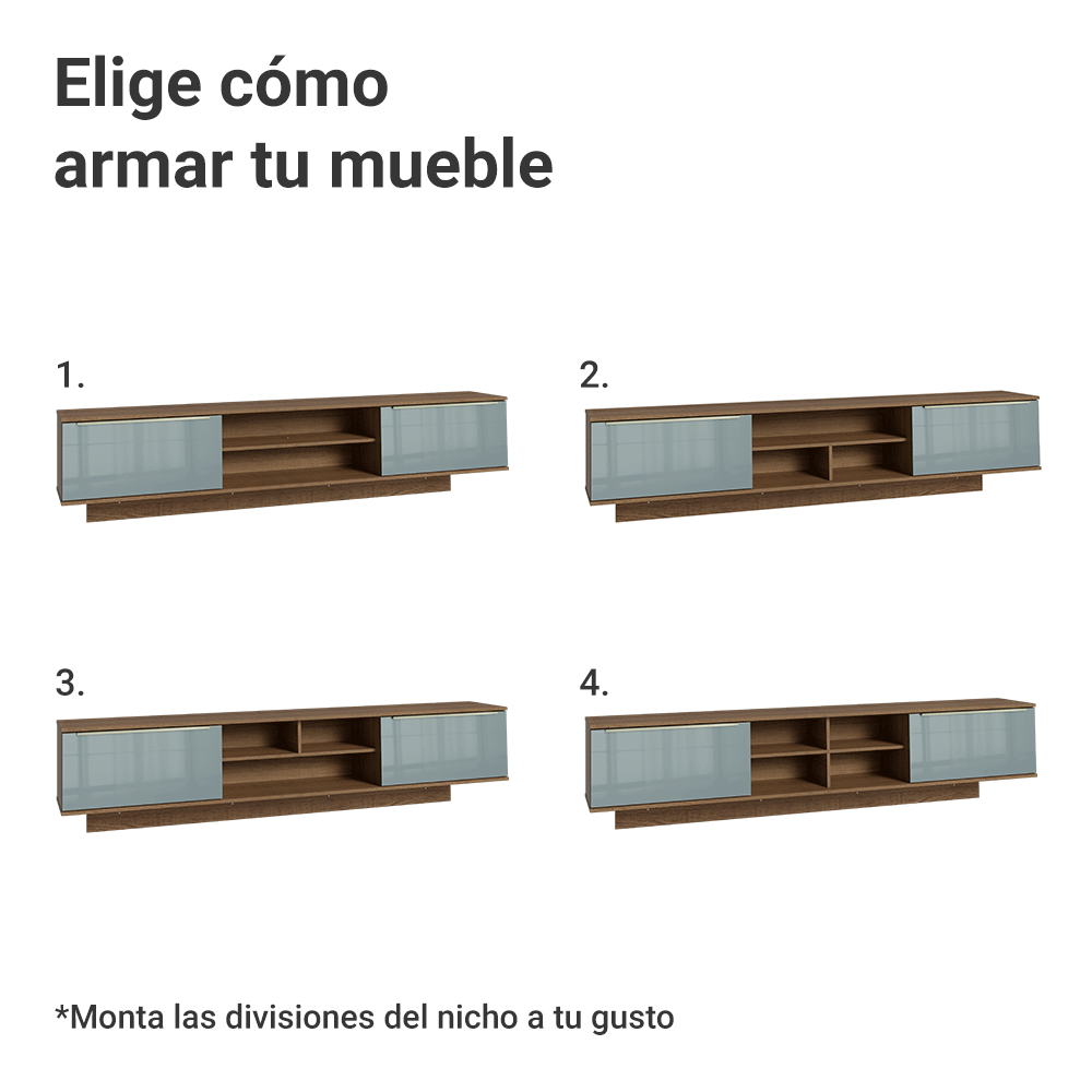 Rack Flotante para TV hasta 80 Pulgadas 218 cm 2 Puertas Marrón/Gris Lux Madesa