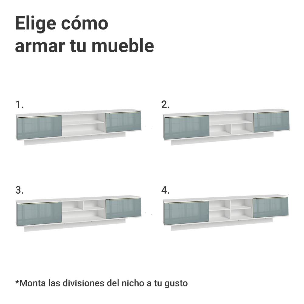 Rack Flotante para TV hasta 80 Pulgadas 218 cm 2 Puertas Blanco/Gris Lux Madesa