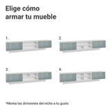 Rack Flotante para TV hasta 80 Pulgadas 218 cm 2 Puertas Blanco/Gris Lux Madesa