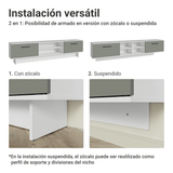 Rack para TV hasta 80 Pulgadas 218 cm 2 Puertas Blanco/Gris Agata Madesa