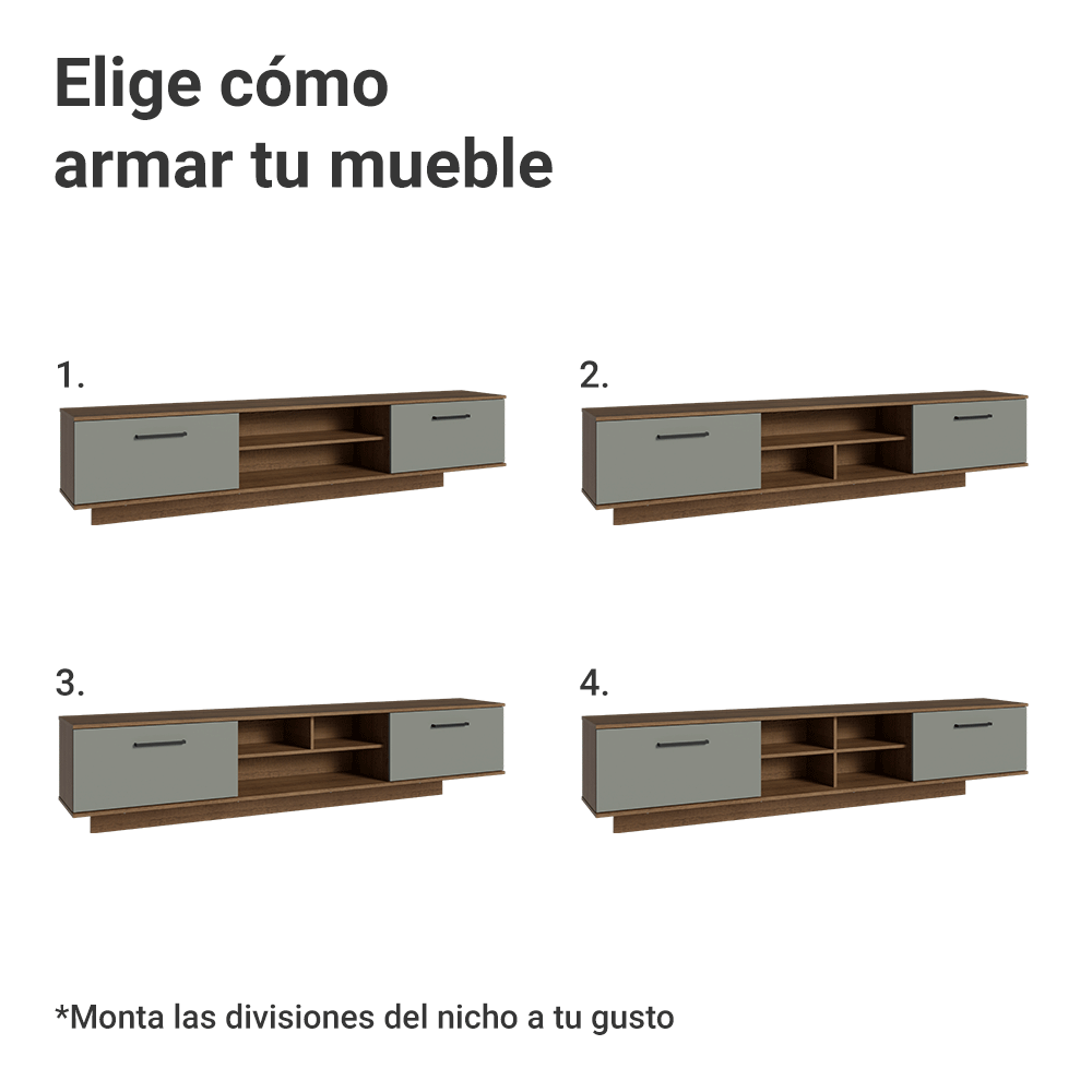 Rack Flotante para TV hasta 80 Pulgadas 218 cm 2 Puertas Marrón/Gris Agata Madesa