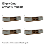Rack Flotante para TV hasta 80 Pulgadas 218 cm 2 Puertas Marrón/Gris Agata Madesa