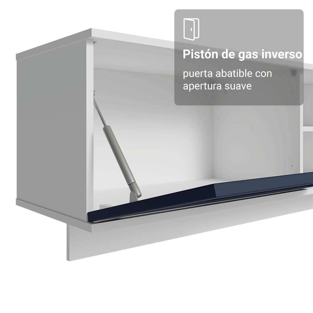 Rack Flotante para TV hasta 80 Pulgadas 218 cm 2 Puertas Blanco/Azul Vik Madesa