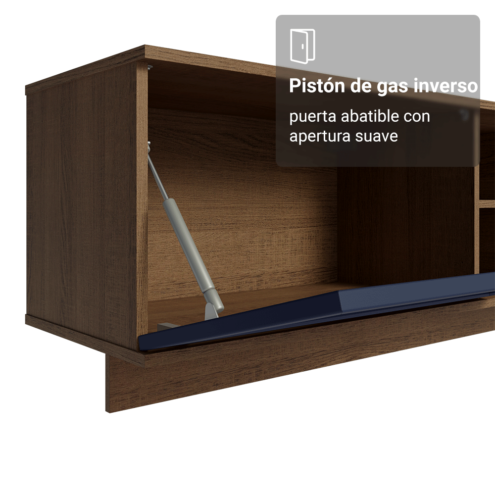 Rack Flotante para TV hasta 80 Pulgadas 218 cm 2 Puertas Marrón/Azul Vik Madesa