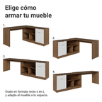 Escritorio Esquinero 300 cm Marrón/Blanco Roma Madesa
