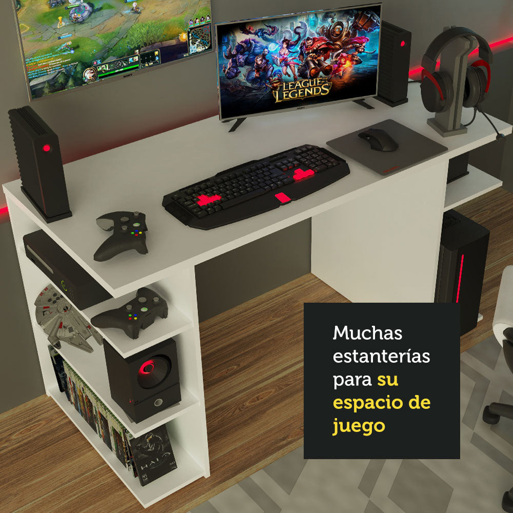 Escritorio Gamer 136 cm Blanco Madesa
