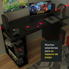 Escritorio Gamer 136 cm Negro Madesa