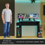 Escritorio Gamer 120 cm Negro/Azul Madesa