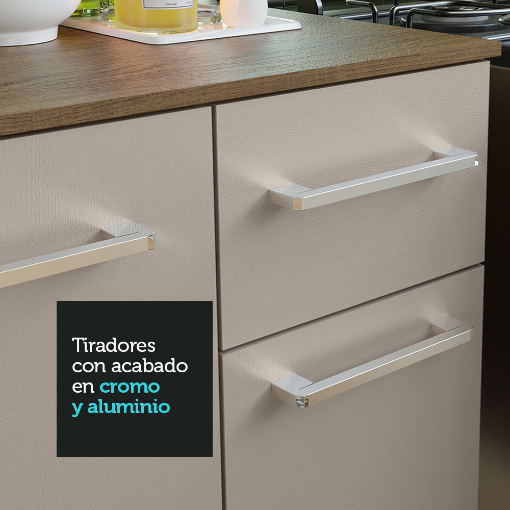 Cocina Compacta 120 cm 4 Puertas y 2 Cajónes Marrón/Crema Easy Madesa