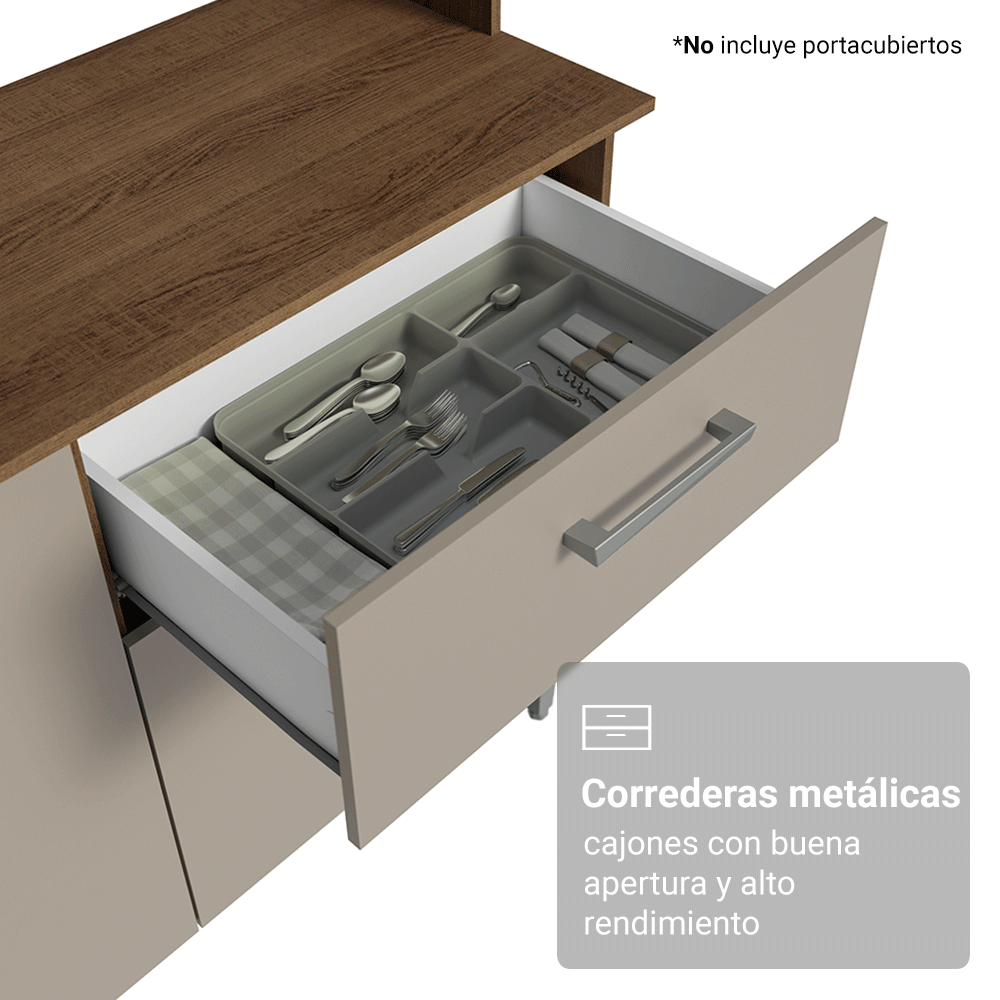 Cocina Compacta 196 cm Aura Marrón/Crema