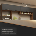 Kit Alacena y Bajo Mesada 60 cm 3 Puertas Marrón/Negro Lille Madesa