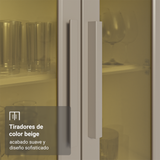 Kit Bajo Mesada + Cristalero 60 cm Smart 100% MDF Blanco/Marrón/Crema