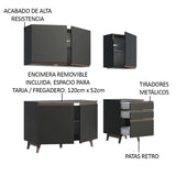 Cocina Compacta 180cm Reims Negro 80