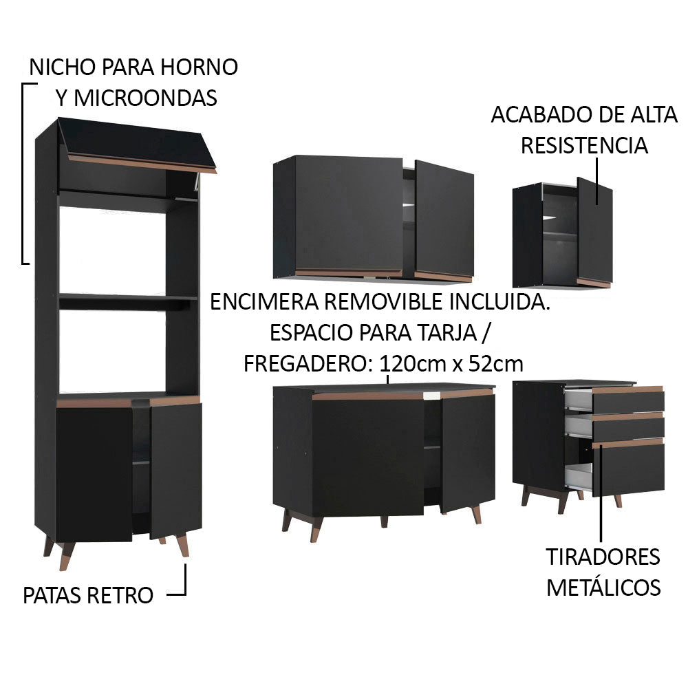 Combo completo de Cocina 250cm Reims Negro