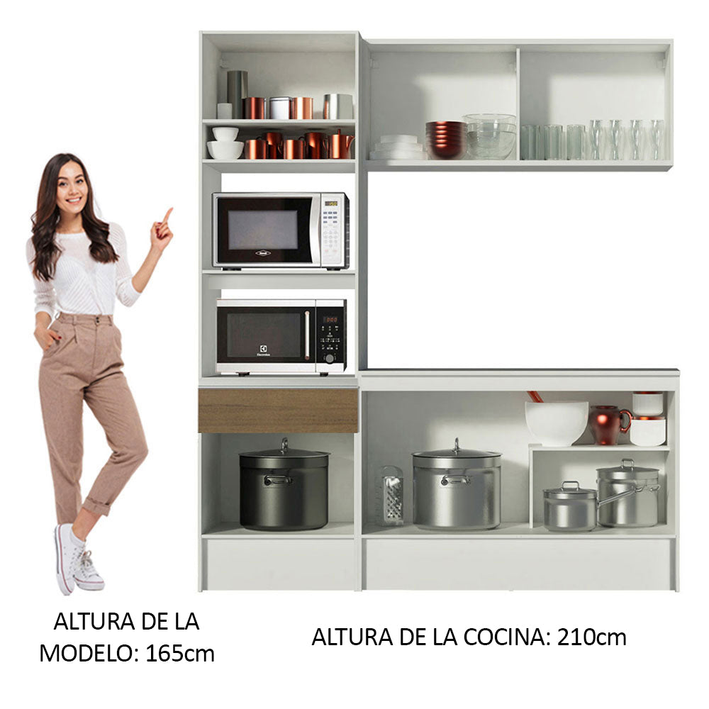 Cocina Compacta 180cm Blanco/Marrón Diamante 86