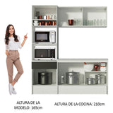 Cocina Compacta 180 cm Blanco/Negro Topazio Madesa 86