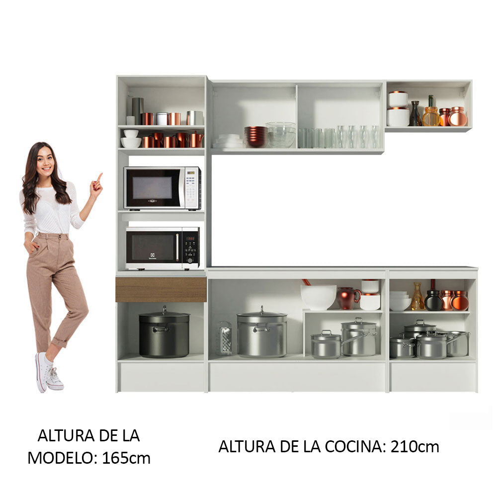 Combo completo de Cocina 240 cm Blanco/Marrón Topazio Madesa