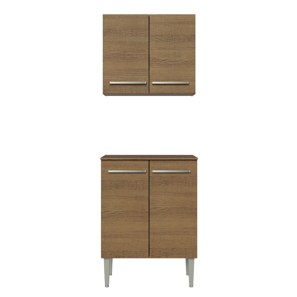 Kit Bajo Mesada y Armario 64 cm 4 Puertas Marrón Emilly Madesa
