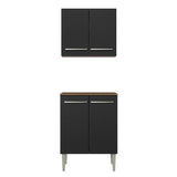 Kit Bajo Mesada con Armario 64 cm Emilly Marrón/Negro