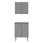Kit Alacena y Bajo Mesada 64 cm 4 Puertas Marrón/Gris Emilly Madesa