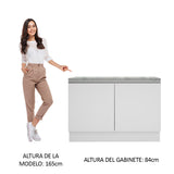 Bajo Mesada Cocina 120 x 60 cm 2 Puertas (Con Mesada) Blanco Glamy Madesa