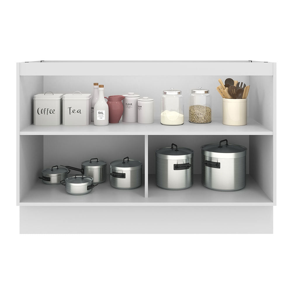 Bajo Mesada Cocina 120 cm x 60 cm, 2 Puertas Agata Blanco/Crema