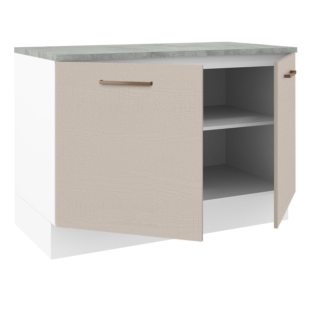 Bajo Mesada Cocina 120 x 60 cm 2 Puertas (Con Mesada) Blanco/Crema Agata Madesa