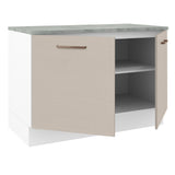 Bajo Mesada Cocina 120 x 60 cm 2 Puertas (Con Mesada) Blanco/Crema Agata Madesa