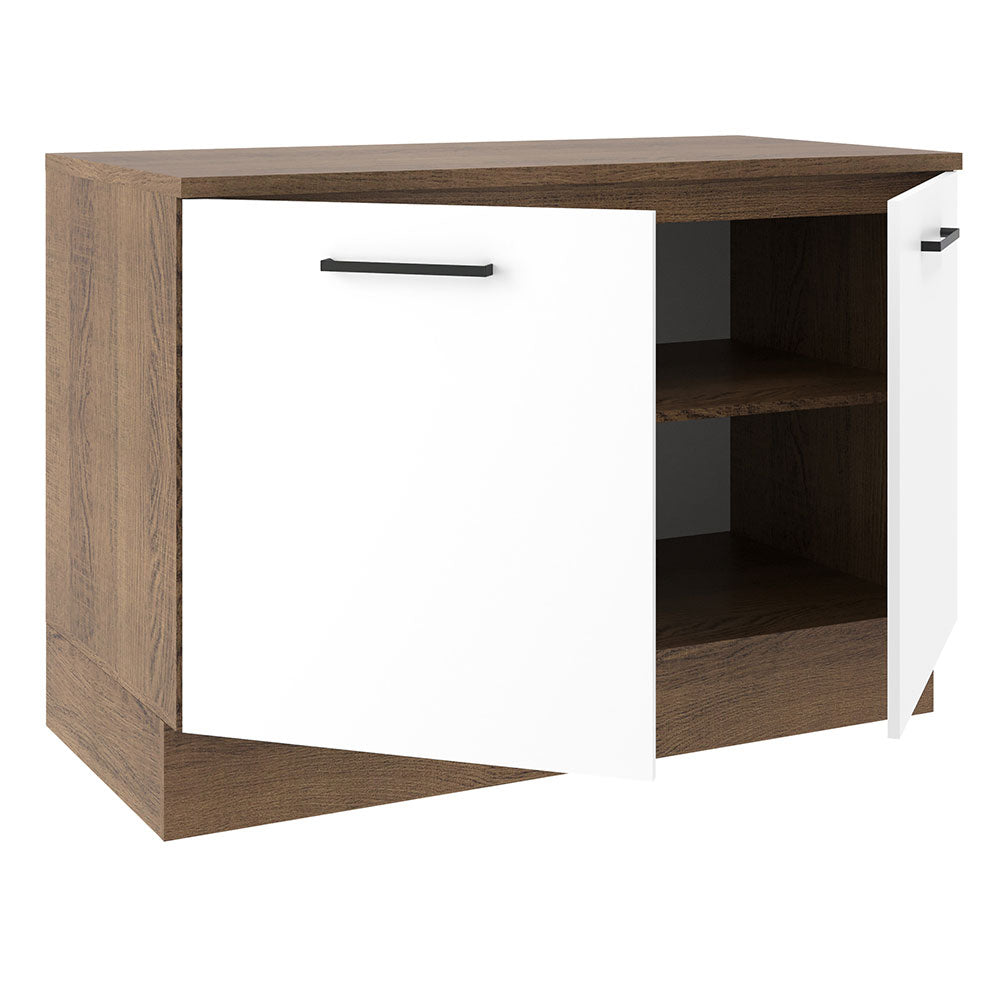 Bajo Mesada Cocina 120 x 60 cm 2 Puertas (Con Mesada) Marrón/Blanco Agata Madesa