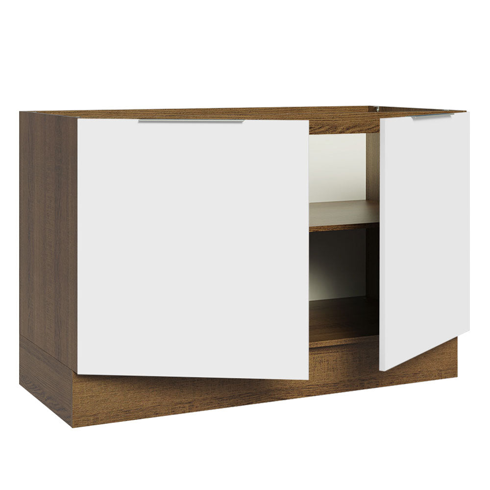 Bajo Mesada Cocina 120 x 60 cm 2 Puertas (Sin Mesada) Marrón/Blanco Stella Madesa