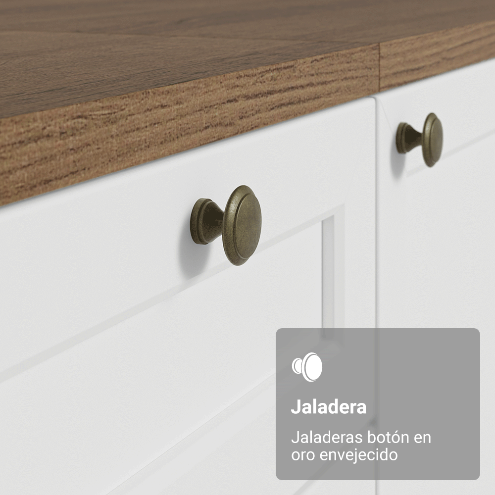 Bajo Mesada de Cocina 120 x 60 cm 2 Puertas (con Mesada) Marrón/Blanco Vik Madesa