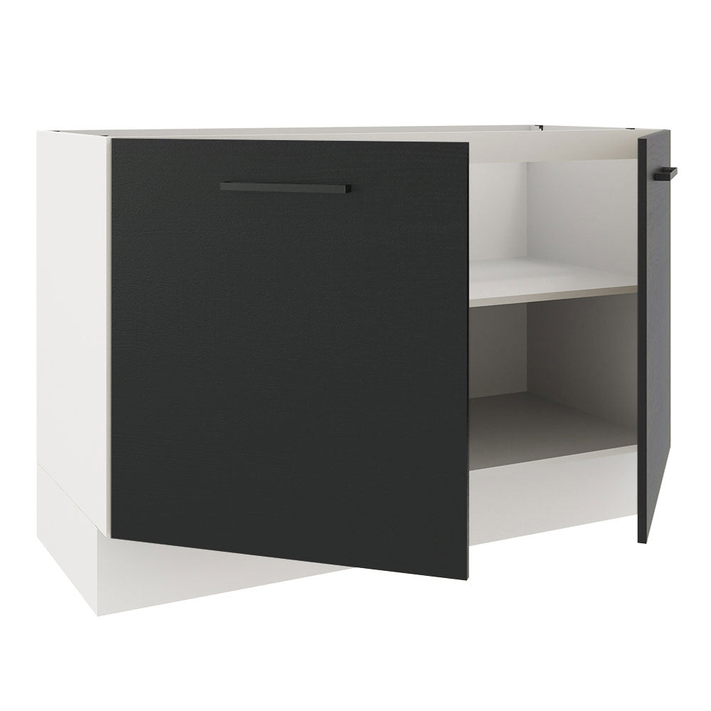 Bajo Mesada Cocina 120 x 60 cm 2 Puertas (Sin Mesada) Blanco/Negro Agata Madesa