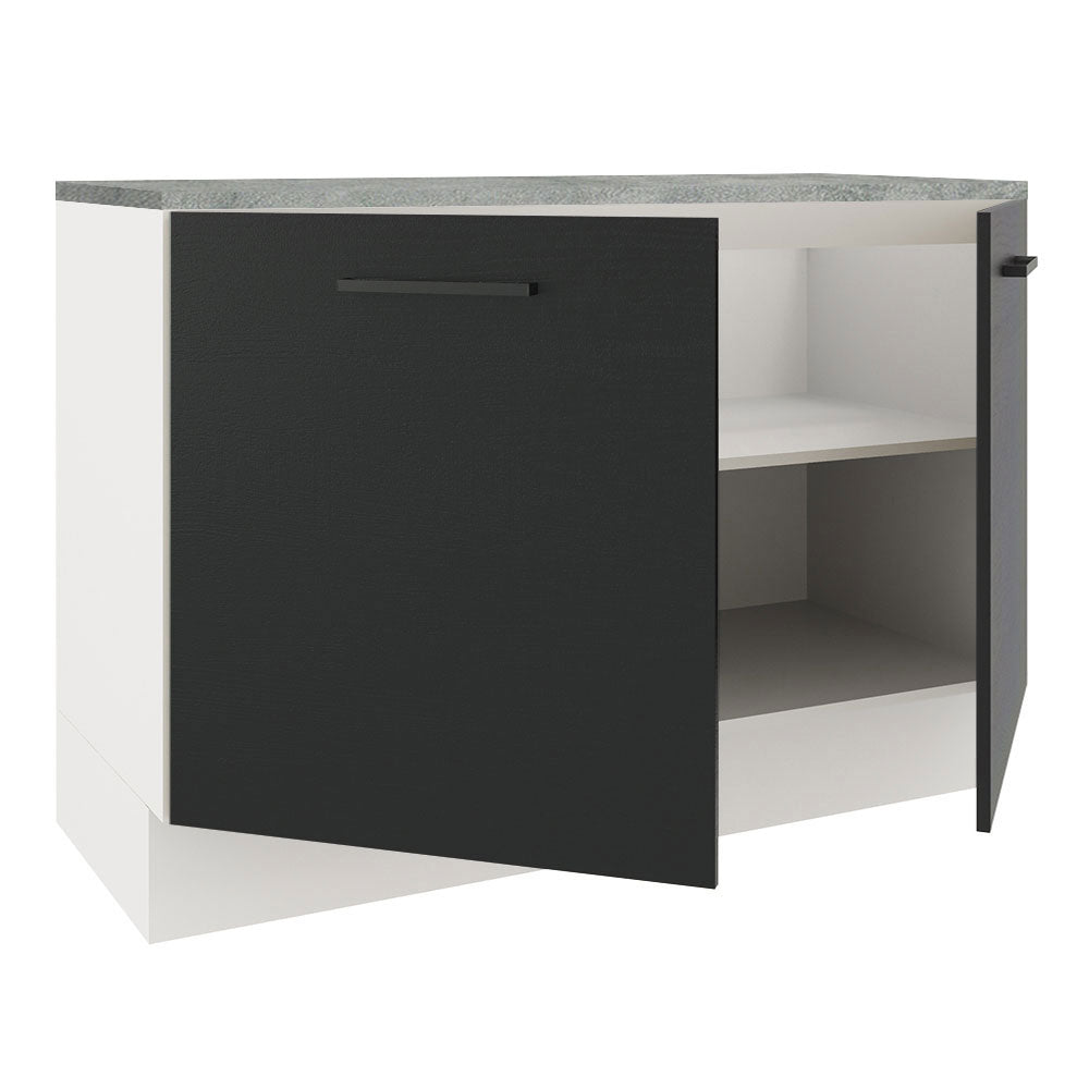 Bajo Mesada Cocina 120 x 60 cm 2 Puertas (Con Mesada) Blanco/Negro Agata Madesa