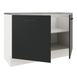 Bajo Mesada Cocina 120 x 60 cm 2 Puertas (Con Mesada) Blanco/Negro Agata Madesa