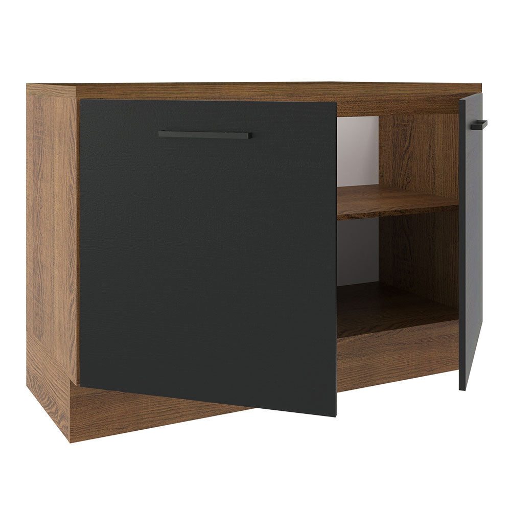 Bajo Mesada Cocina 120 x 60 cm 2 Puertas (Con Mesada) Marrón/Negro Agata Madesa