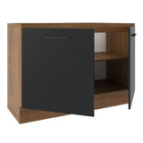Bajo Mesada Cocina 120 x 60 cm 2 Puertas (Con Mesada) Marrón/Negro Agata Madesa