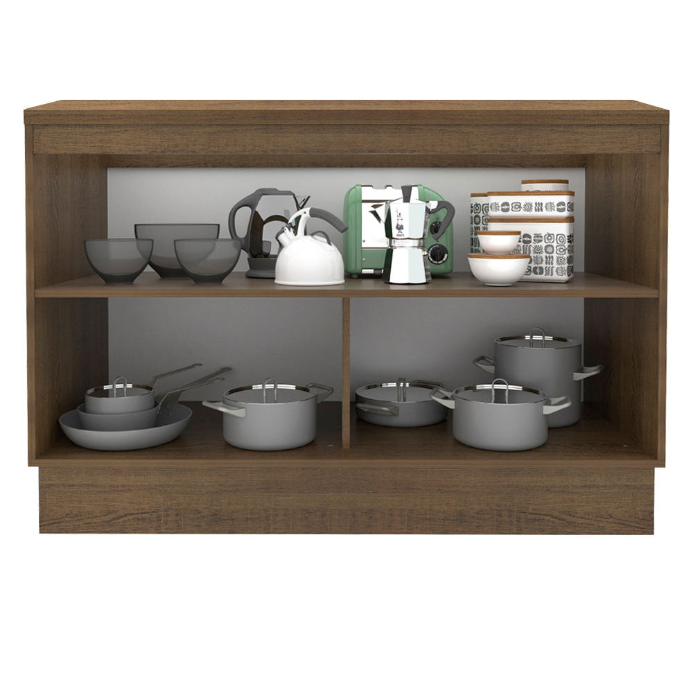 Bajo Mesada Cocina 120 x 60 cm 2 Puertas (Con Mesada) Marrón/Negro Glamy Madesa