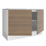 Bajo Mesada Cocina 120 x 60 cm 2 Puertas (Con Mesada) Blanco/Marrón Stella Madesa