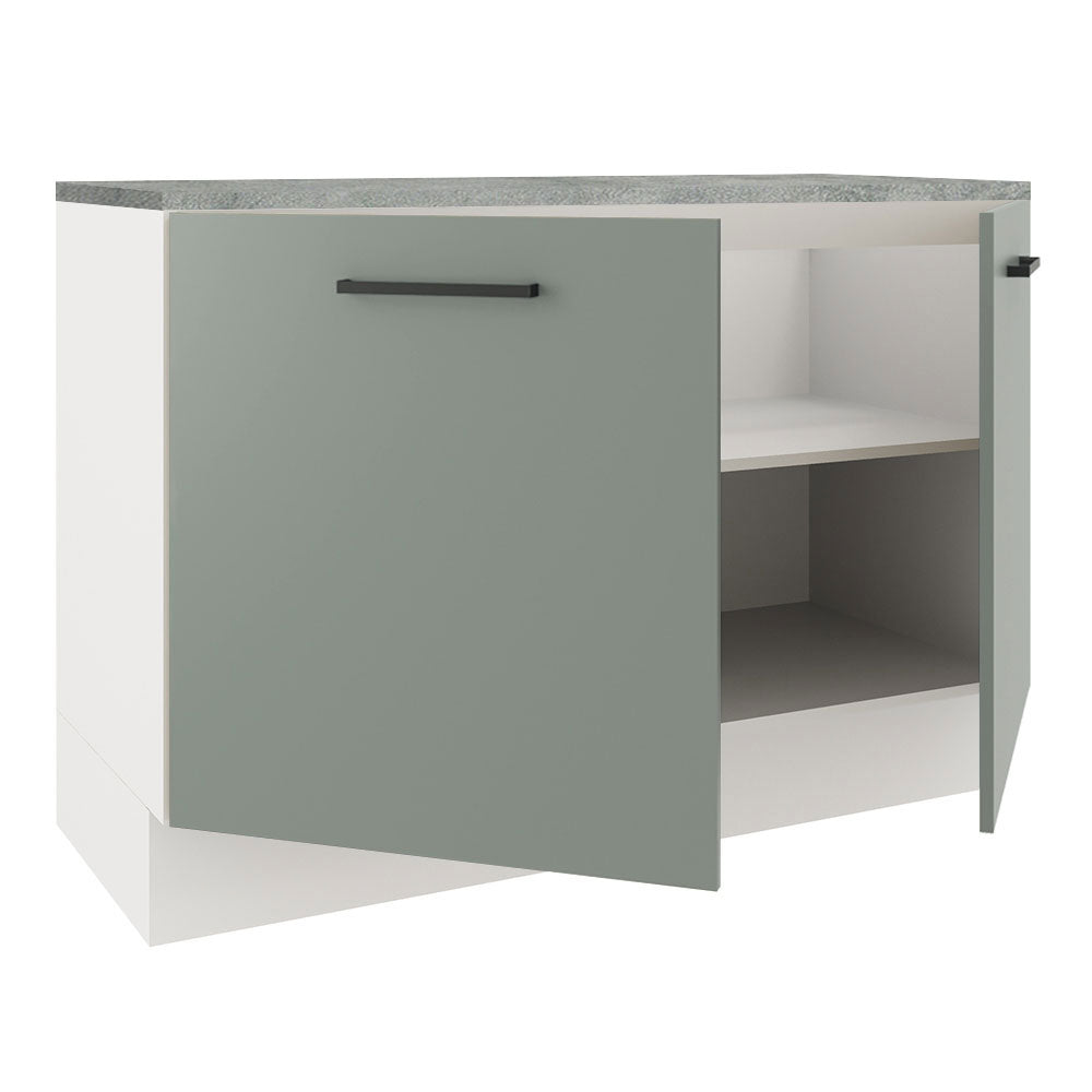 Bajo Mesada Cocina 120 x 60 cm 2 Puertas (Con Mesada) Blanco/Gris Agata Madesa