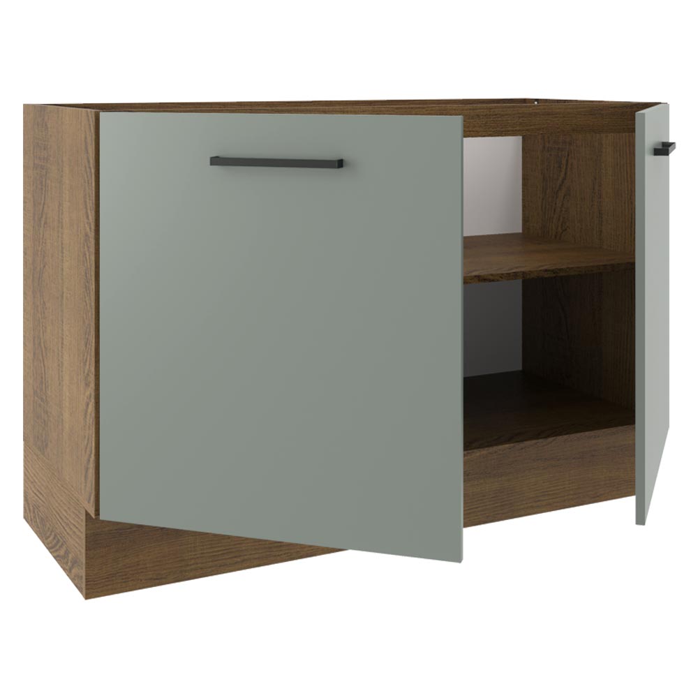 Bajo Mesada Cocina 120 x 60 cm 2 Puertas (Sin Mesada) Marrón/Gris Agata Madesa