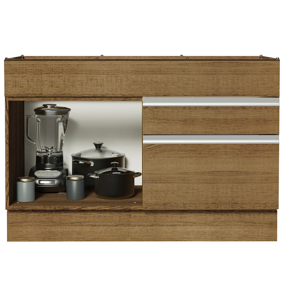 Bajo Mesada Cocina 120 x 60 cm 1 Puerta 2 Cajones Marrón (Sin Mesada) Glamy Madesa